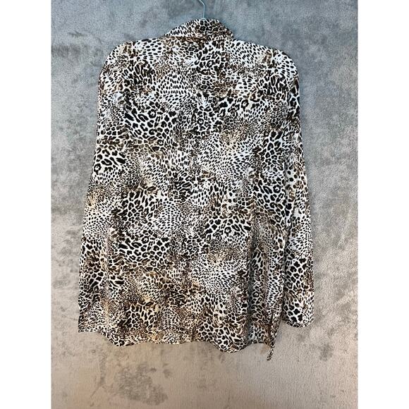 Chico's Button Down Blouse Large Animal Print Academia Mob Wife Boho - Picture 4 of 6